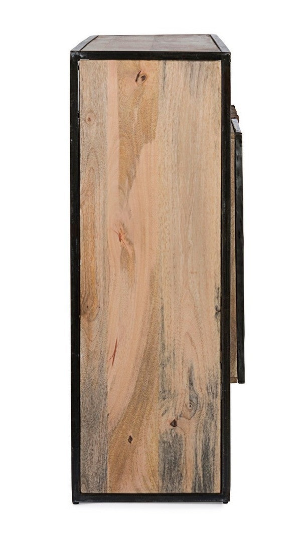 Comoda din lemn de mago si metal, cu 3 usi Manchester Gri / Natural, l175xA38xH100 cm (5)