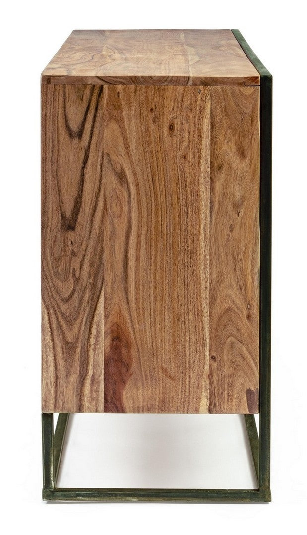 Comoda din lemn de salcam si metal, cu 3 usi Egon Natural / Negru, l145xA40xH76 cm (4)