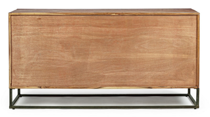 Comoda din lemn de salcam si metal, cu 3 usi Egon Natural / Negru, l145xA40xH76 cm (3)