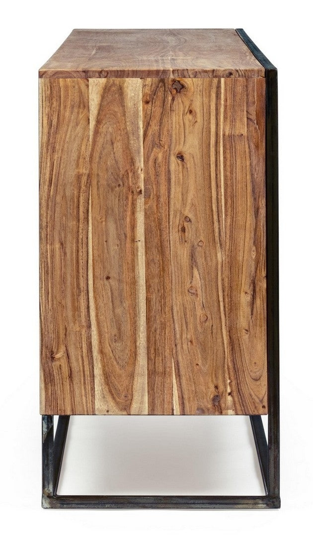 Comoda din lemn de salcam si metal, cu 4 usi Egon Natural / Negru, l175xA40xH76 cm (3)