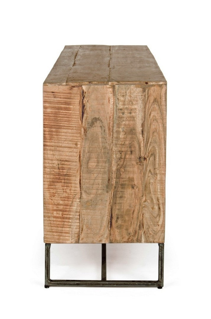Comoda din lemn de salcam si metal, cu 3 sertare si 2 usi, Elmer A Large Natural, l175xA45xH77 cm (6)