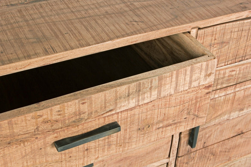 Comoda din lemn de salcam si metal, cu 3 sertare si 2 usi, Elmer A Large Natural, l175xA45xH77 cm (8)
