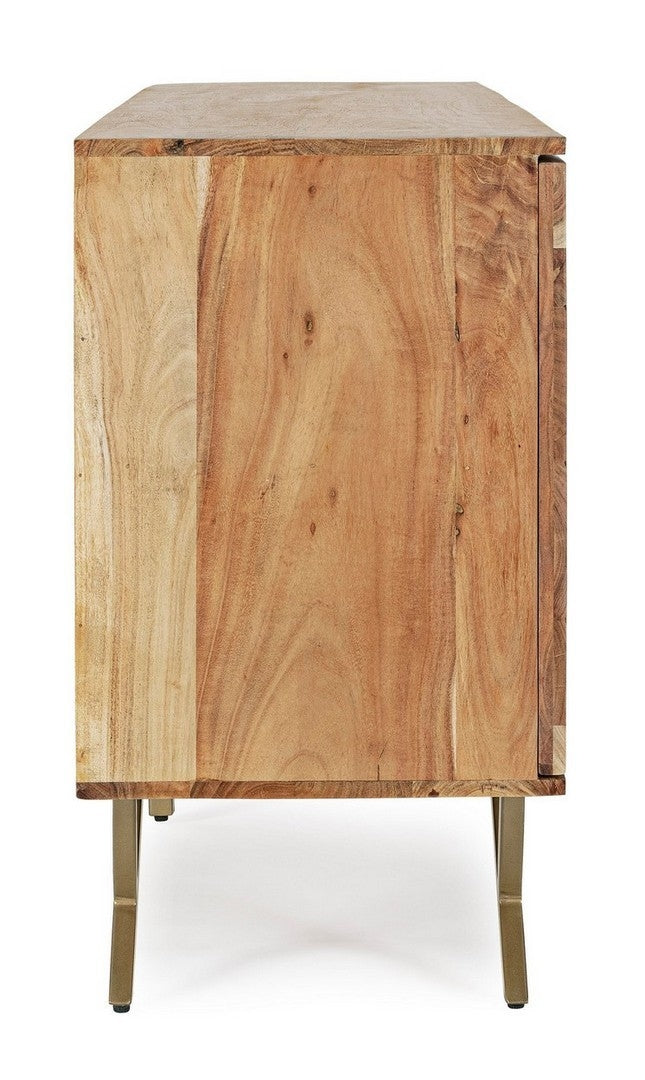 Comoda din lemn de salcam si metal, cu 3 usi Raida Large Natural / Auriu, l160xA40xH76 cm (5)
