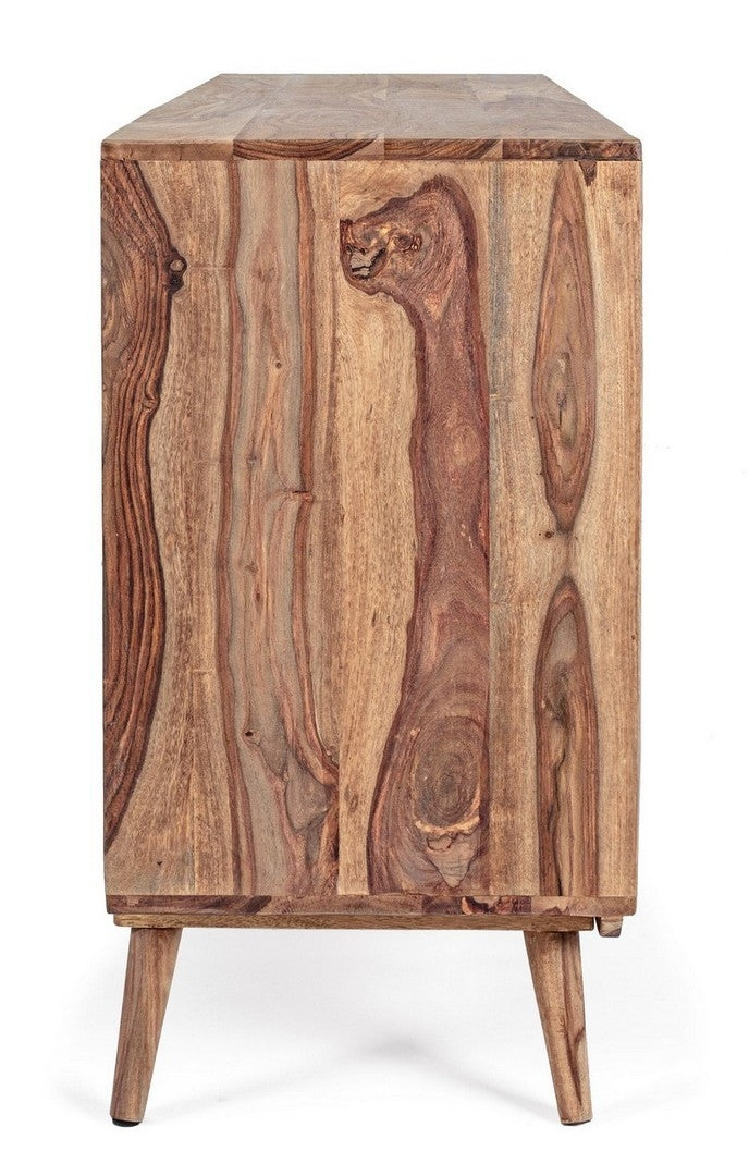 Comoda din lemn de Sheesham, cu 3 sertare si 2 usi Kant Natural, l145xA40xH77 cm (4)