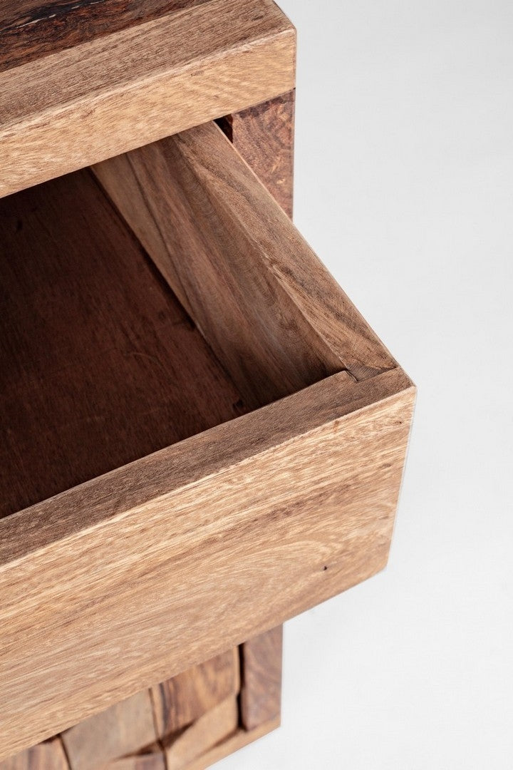 Comoda din lemn de Sheesham, cu 3 sertare si 3 usi Kant Natural, l132xA40xH77 cm (6)