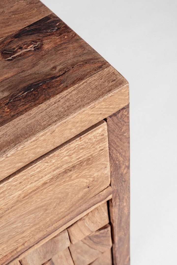 Comoda din lemn de Sheesham, cu 3 sertare si 3 usi Kant Natural, l132xA40xH77 cm (5)