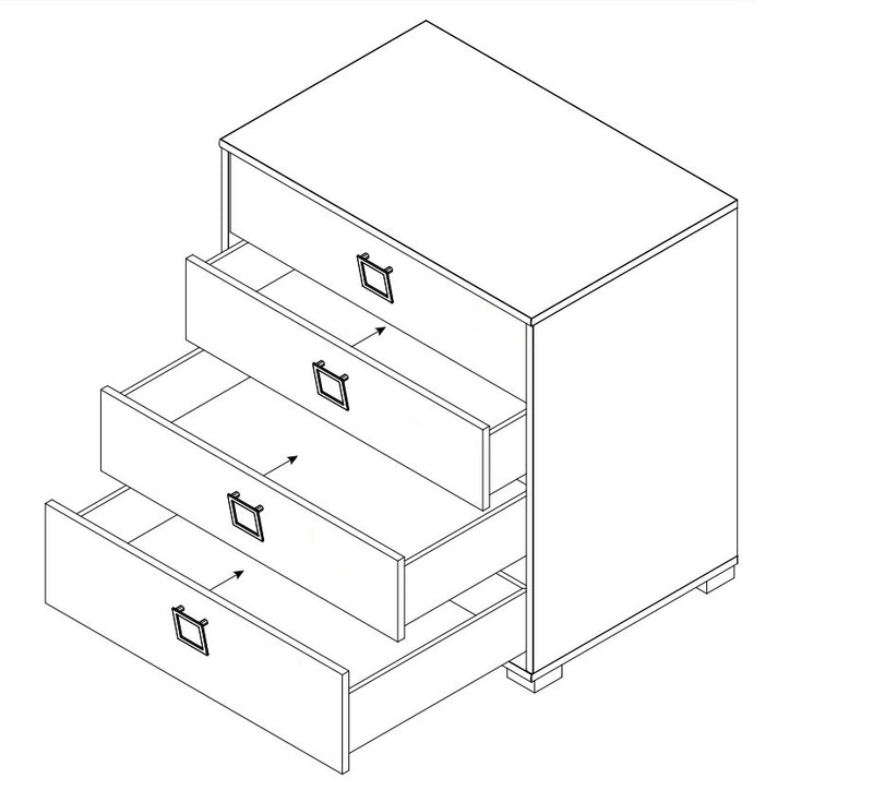 Comoda din pal cu 4 sertare, pentru copii, Kiki F4 Alb, l84xA56xH89 cm (2)