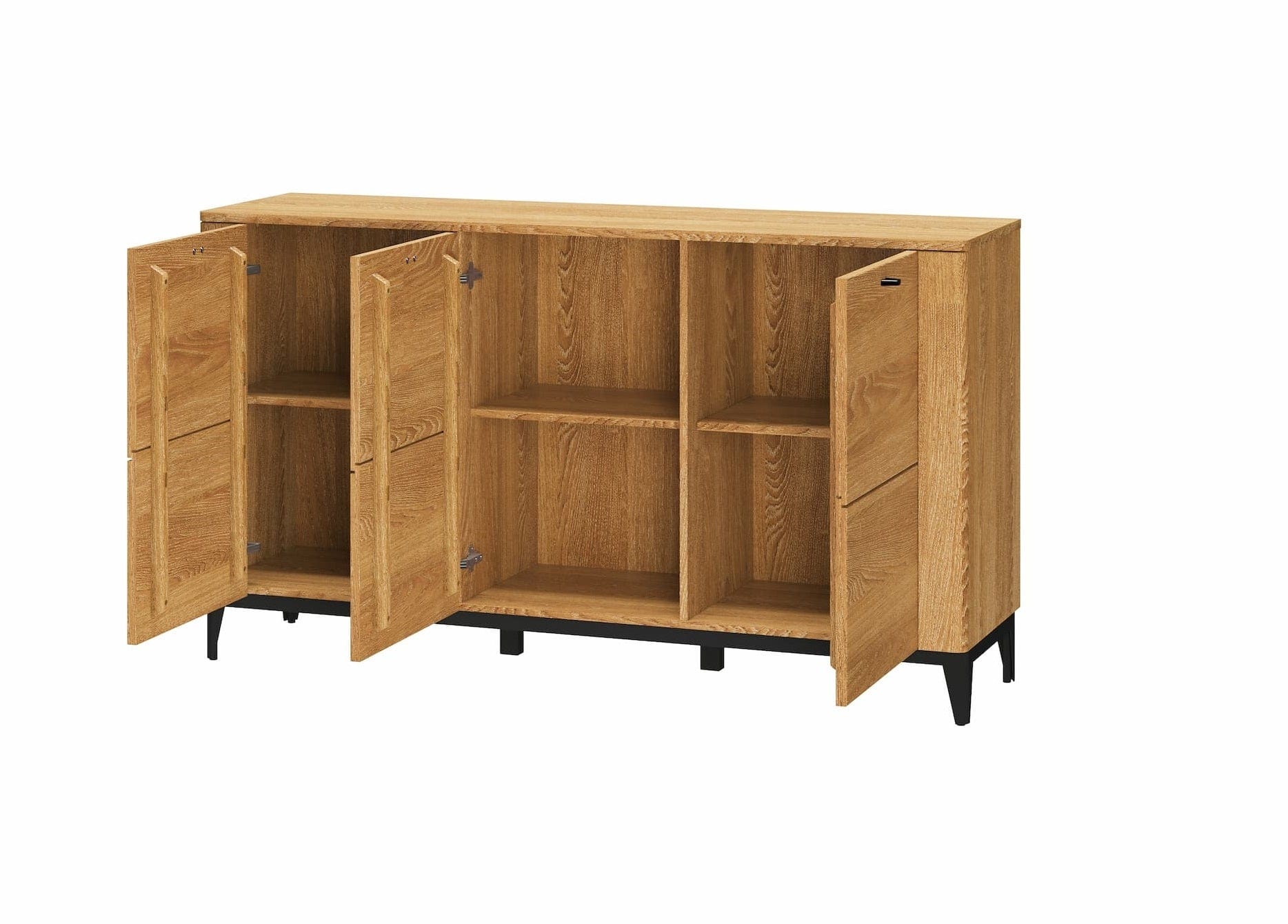 Set de mobila dining din pal, furnir si lemn, 4 piese Porto Stejar Auriu (8)