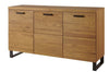 Set de mobila dining din pal, furnir si lemn, 9 piese Pratto Stejar Rustic / Negru (15)