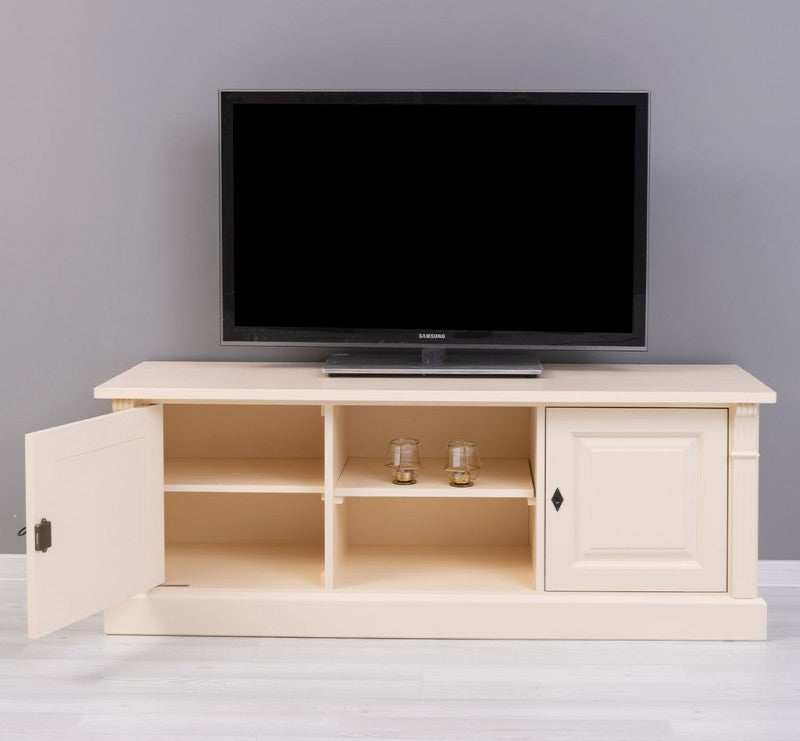 Comoda TV din lemn brad, cu 2 usi, Pasy PS494, Crem Vopsit P025, l160xA46xH60 cm (2)