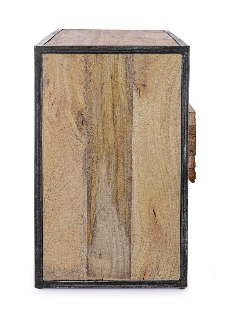 Comoda TV din lemn de mango si metal, cu 2 sertare, Manchester Natural / Gri, l145xA40xH60 cm (3)