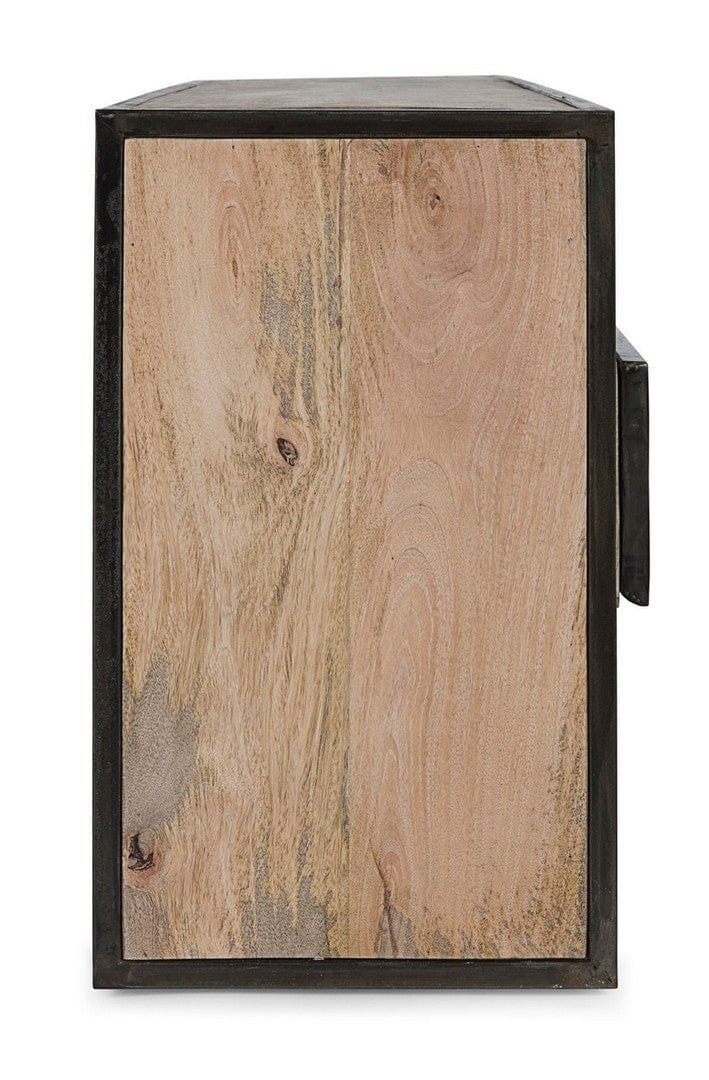 Comoda TV din lemn de mango si metal, cu 3 sertare, Manchester Natural / Gri, l195xA38xH60 cm (4)