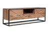 Comoda TV din lemn de salcam, cu 1 sertar si 2 usi Egon Natural / Negru, l145xA40xH50 cm
