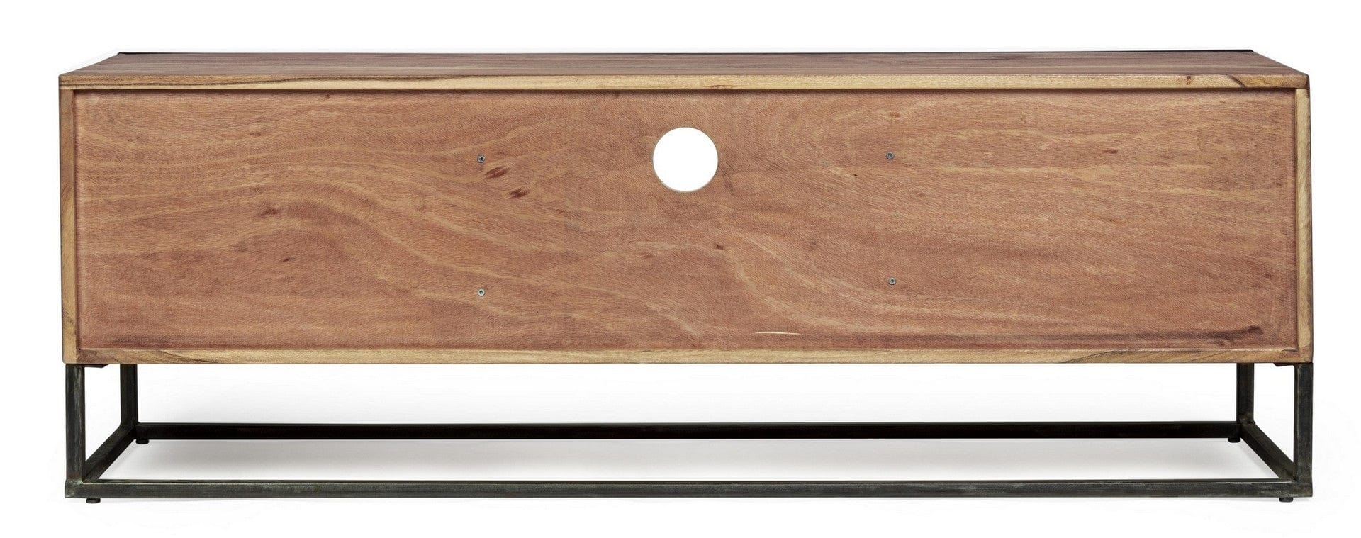 Comoda TV din lemn de salcam, cu 1 sertar si 2 usi Egon Natural / Negru, l145xA40xH50 cm (3)