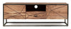 Comoda TV din lemn de salcam, cu 1 sertar si 2 usi Egon Natural / Negru, l145xA40xH50 cm (1)