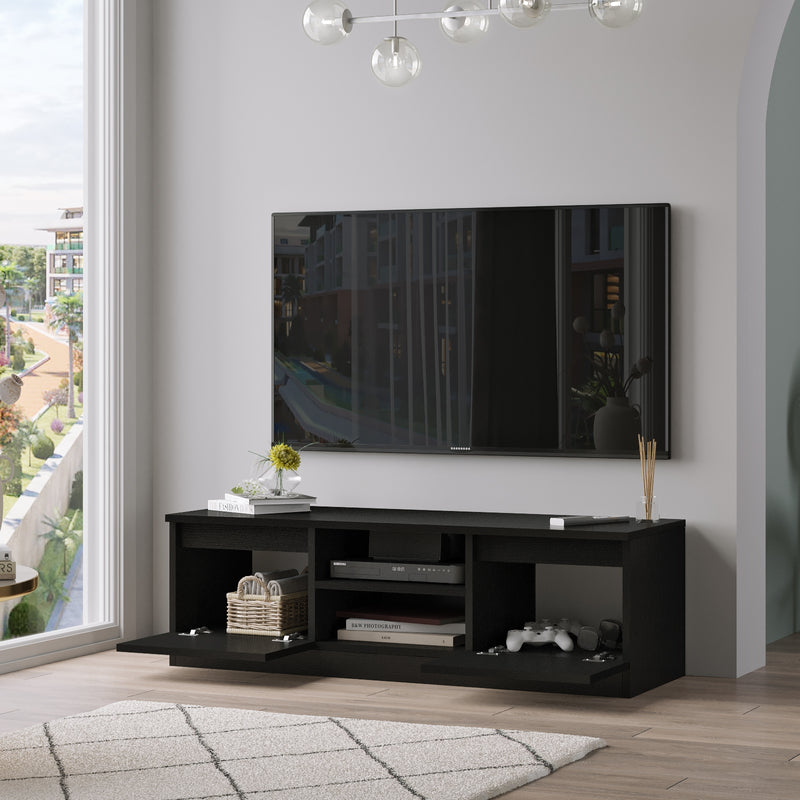 Comoda TV din pal, cu 2 usi Silva SV1-LB Negru, l120xA40xH37,3 cm (1)