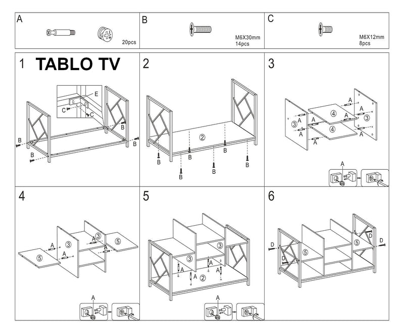Comoda TV din pal si metal, Tablino TV Stejar / Maro Inchis, l120xA40xH54 cm (2)