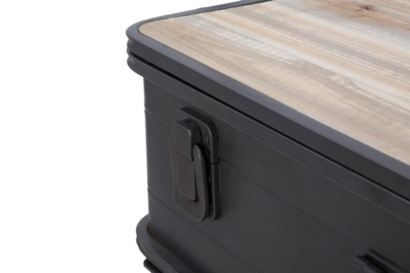 Consola din lemn de brad si metal, cu spatiu de depozitare Industry Natural / Grafit, l80xA35xH67,5 cm (6)