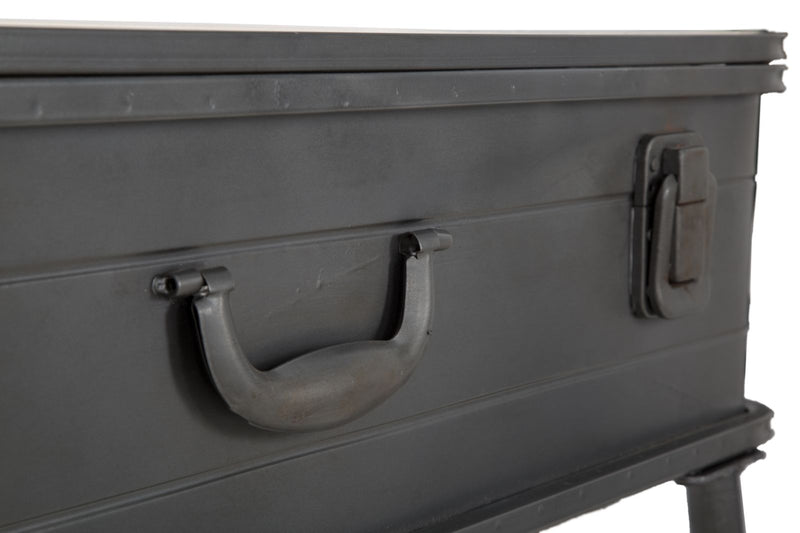 Consola din lemn de brad si metal, cu spatiu de depozitare Industry Natural / Grafit, l80xA35xH67,5 cm (7)