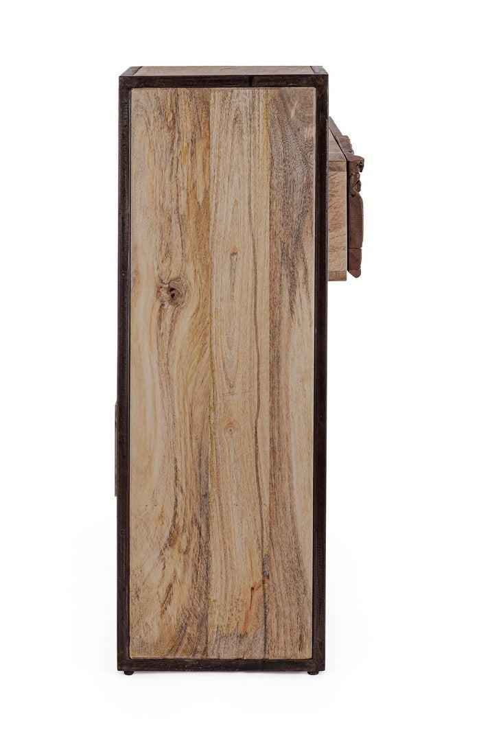 Consola din lemn de mango si metal, cu 3 sertare, Manchester I Natural / Gri / Negru, l118xA35xH95 cm (4)