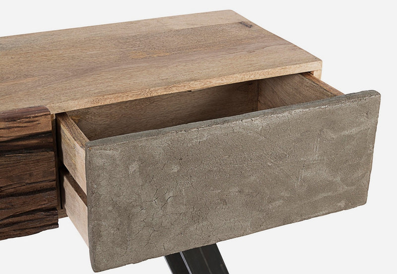 Consola din lemn de mango si metal, cu 3 sertare, Manchester Natural / Gri / Negru, l160xA38xH95 cm (7)