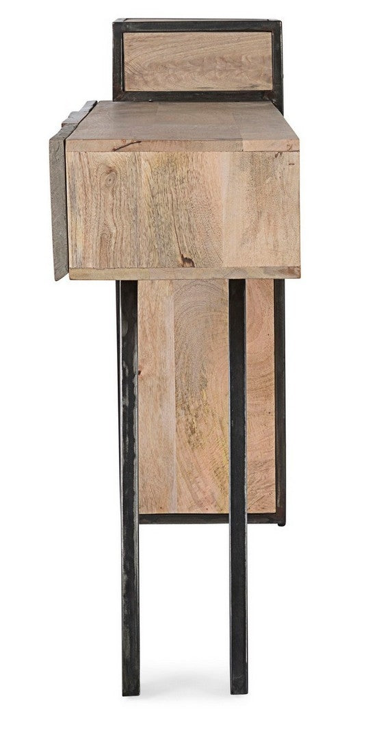 Consola din lemn de mango si metal, cu 3 sertare, Manchester Natural / Gri / Negru, l160xA38xH95 cm (6)