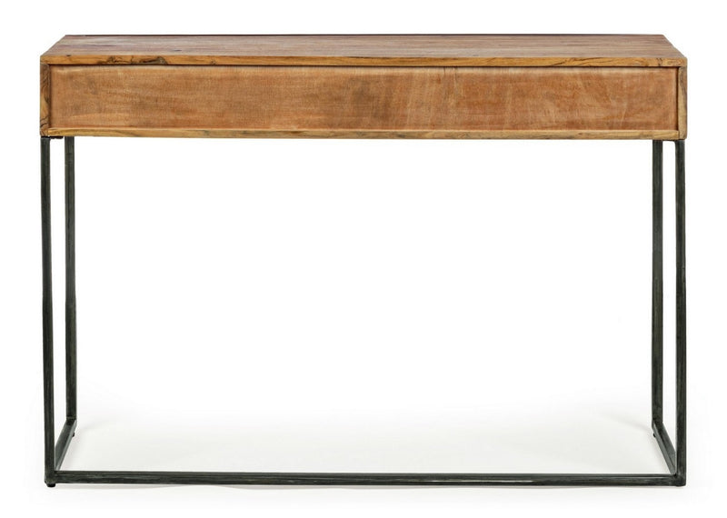 Consola din lemn de salcam si metal, cu 3 sertare, Egon Natural / Negru, l115xA35xH80 cm (2)