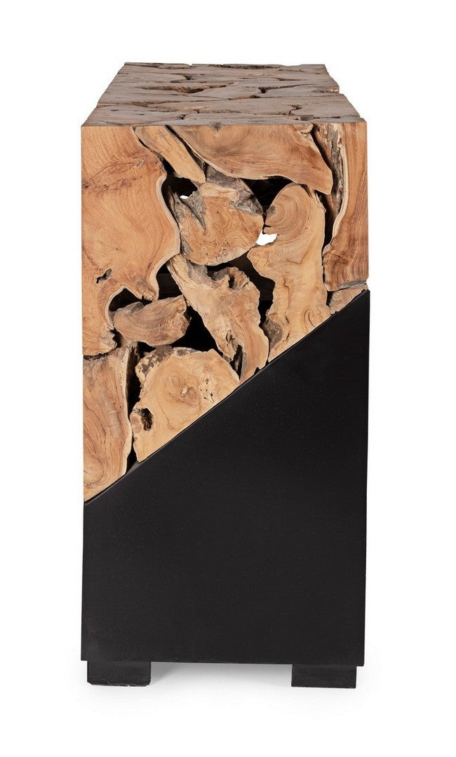 Consola din lemn de tec si metal, Grenada Natural / Negru, l120xA40xH80 cm (3)