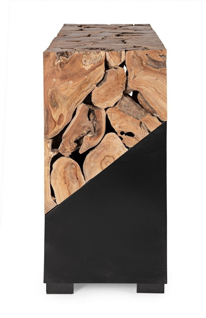 Consola din lemn de tec si metal, Grenada Natural / Negru, l120xA40xH80 cm (4)