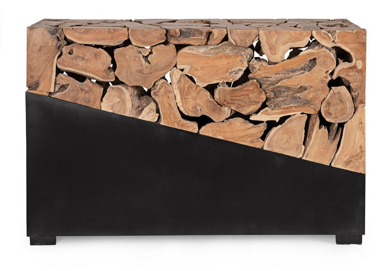 Consola din lemn de tec si metal, Grenada Natural / Negru, l120xA40xH80 cm (1)
