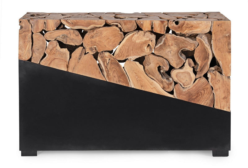 Consola din lemn de tec si metal, Grenada Natural / Negru, l120xA40xH80 cm (2)