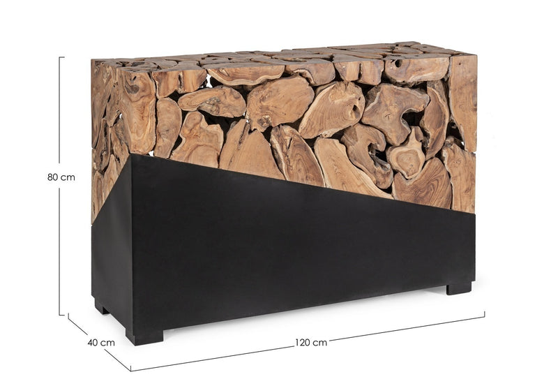 Consola din lemn de tec si metal, Grenada Natural / Negru, l120xA40xH80 cm (6)