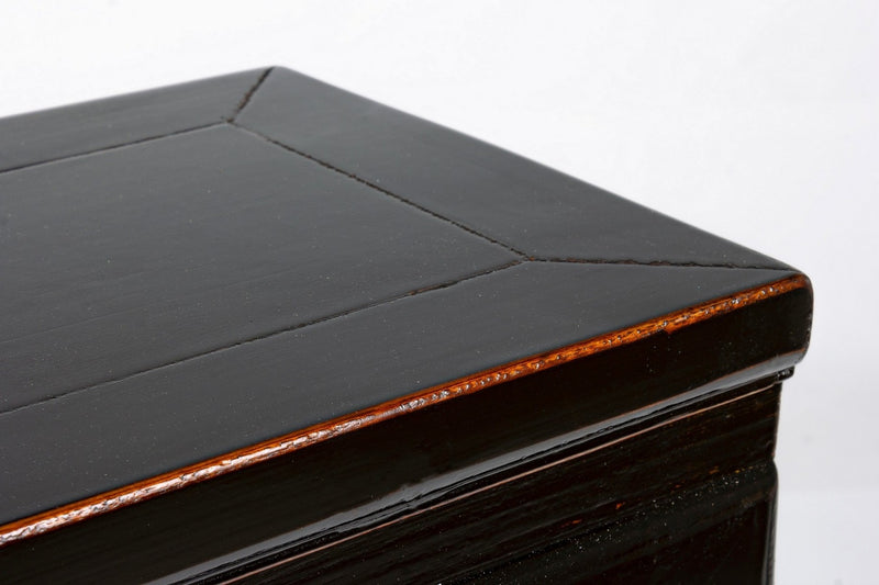 Consola din lemn reciclat de ulm, cu 3 sertare, Jinan Negru, l128xA30xH88 cm (2)