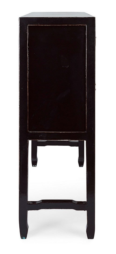 Consola din lemn reciclat de ulm, cu 5 sertare si 4 usi, Jinan Negru, l137xA35xH107 cm (3)