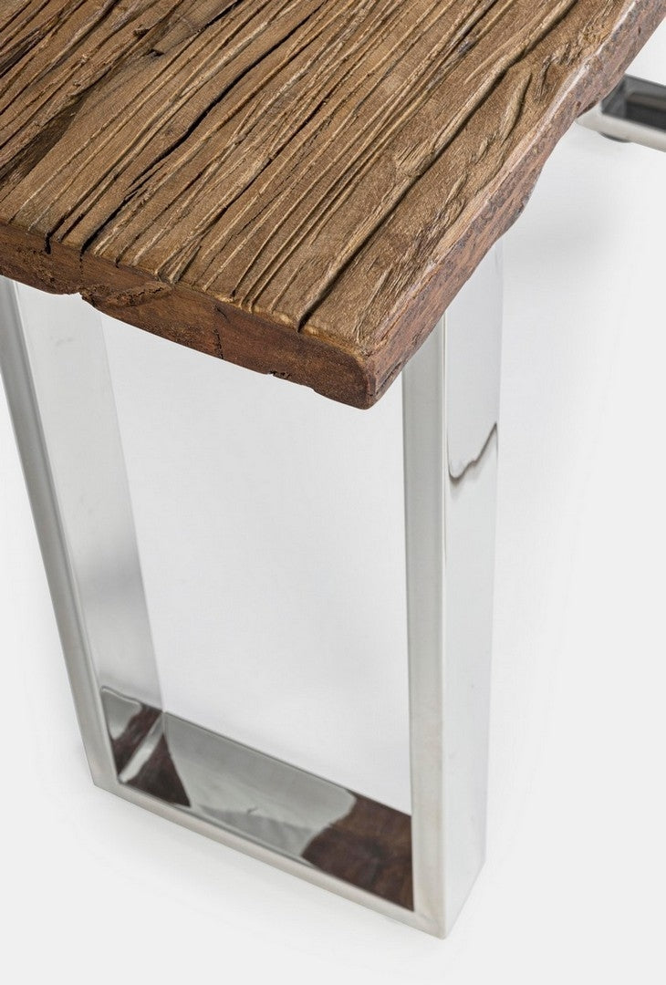 Consola din lemn reciclat si metal, Winchester Natural / Crom, l130xA40xH76 cm (3)