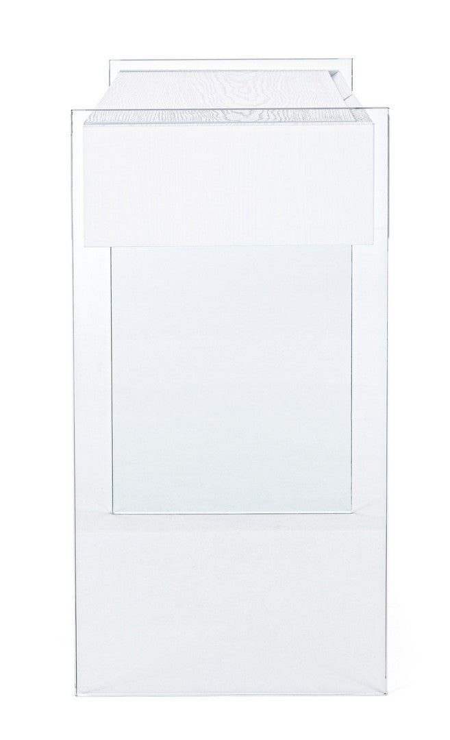 Consola din sticla si MDF, cu 2 sertare, Line Transparent / Alb, l110xA40xH75 cm (2)