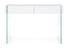 Consola din sticla si MDF, cu 2 sertare, Line Transparent / Alb, l110xA40xH75 cm (1)