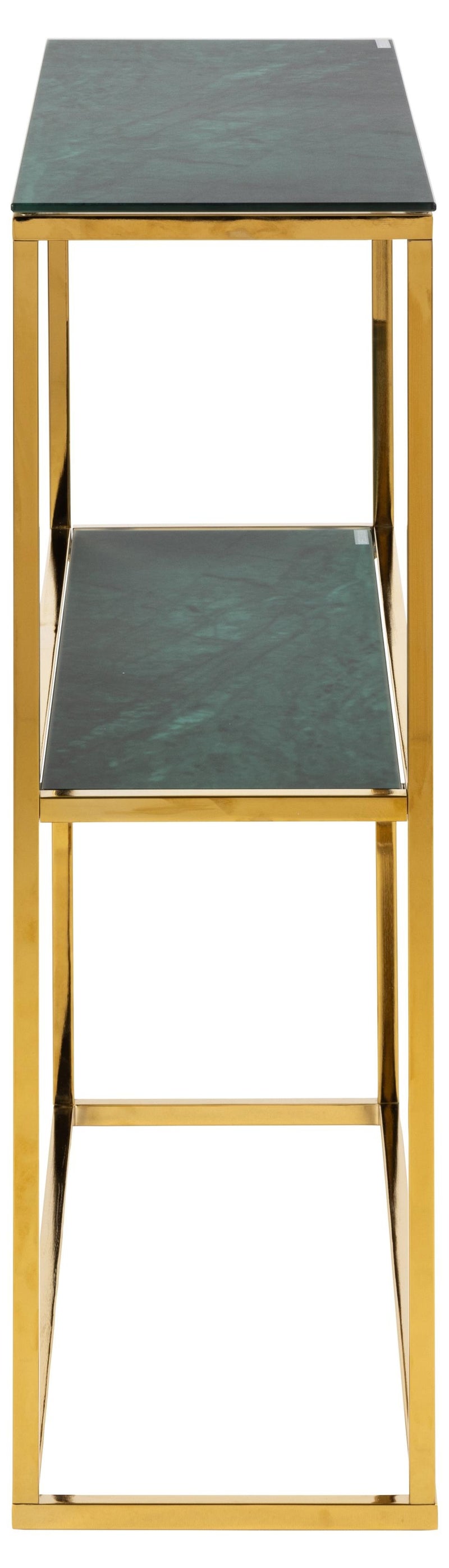 Consola din sticla si metal, Alisma Verde Inchis / Auriu, l79,5xA26xH80,5 cm (4)