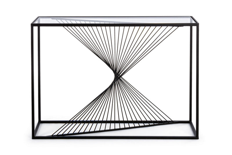 Consola din sticla si metal, Espiral Transparent / Negru, L107xl30,5xH79 cm (5)