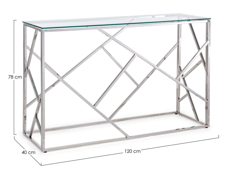 Consola din sticla si metal, Rayan Transparent / Crom, l120xA40xH78 cm (6)