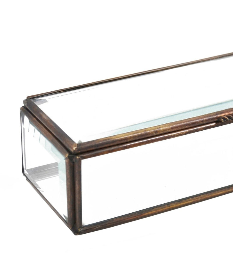 Cutie pentru depozitare din sticla si metal Box Aramiu, L20xl7xH5 cm (1)