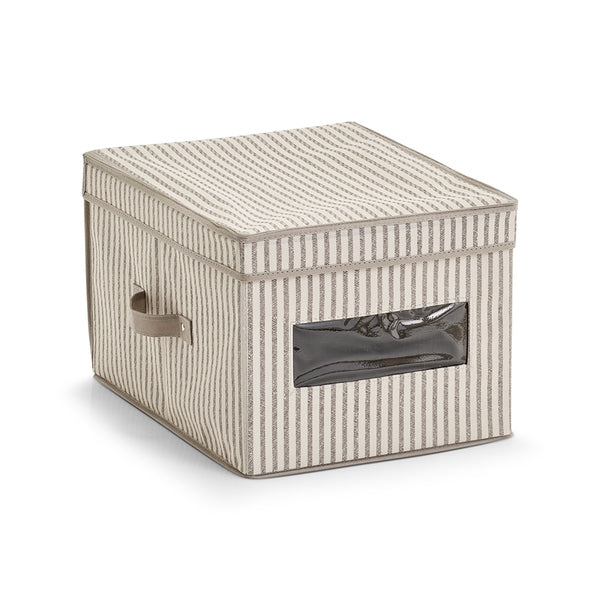 Cutie pentru depozitare cu manere, din pasla, Stripes Lid Bej, L39,5xl30xH25 cm