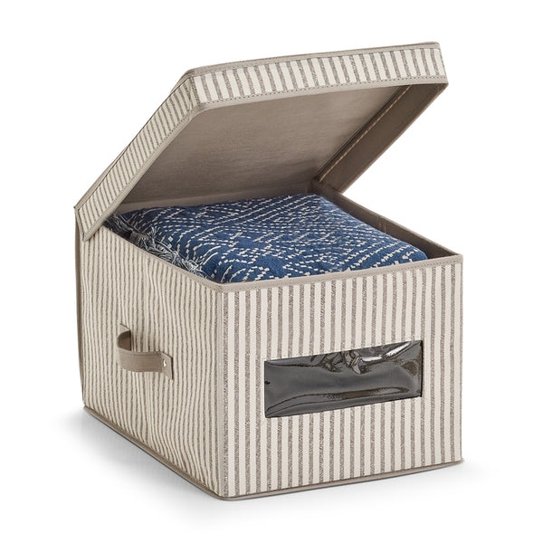 Cutie pentru depozitare cu manere, din pasla, Stripes Lid Bej, L39,5xl30xH25 cm (2)
