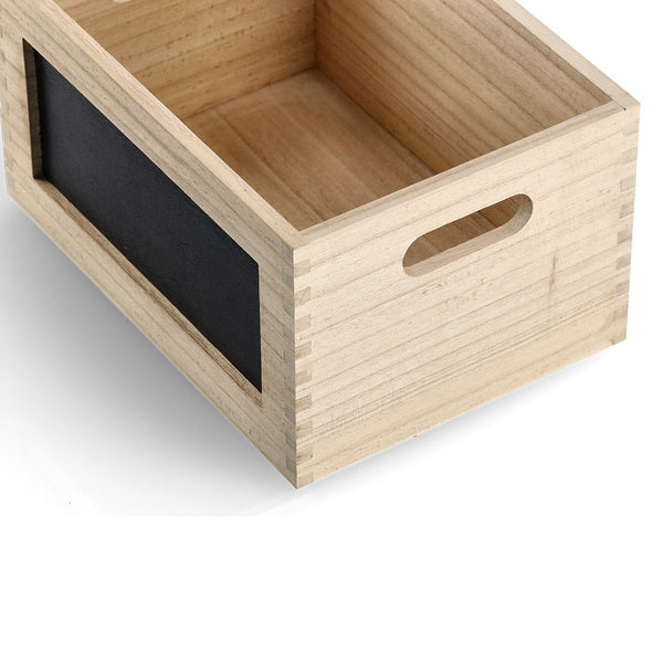 Cutie pentru depozitare cu tabla de scris, din lemn de Paulownia, Board Natural / Negru, L28xl20xH15 cm (3)