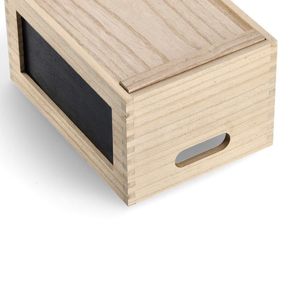 Cutie pentru depozitare cu tabla de scris, din lemn de Paulownia, Board Natural / Negru, L28xl20xH15 cm (4)
