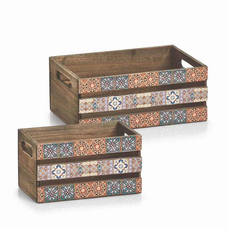 Cutie pentru depozitare din lemn Mosaic Small Multicolor, L24xl14xH13,5 cm (3)