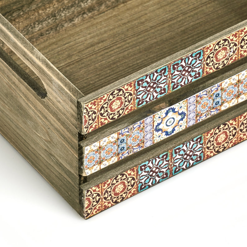 Cutie pentru depozitare din lemn Mosaic Multicolor, L32xl22xH13,5 cm (3)