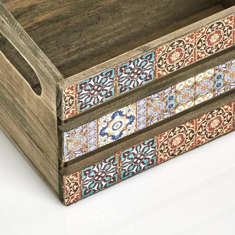 Cutie pentru depozitare din lemn Mosaic Small Multicolor, L24xl14xH13,5 cm (2)