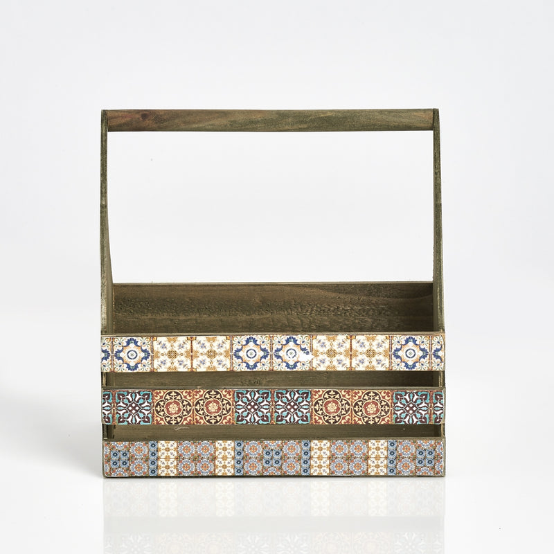 Cutie pentru depozitare din lemn Mosaic Tall Multicolor, L31xl19xH32 cm (1)