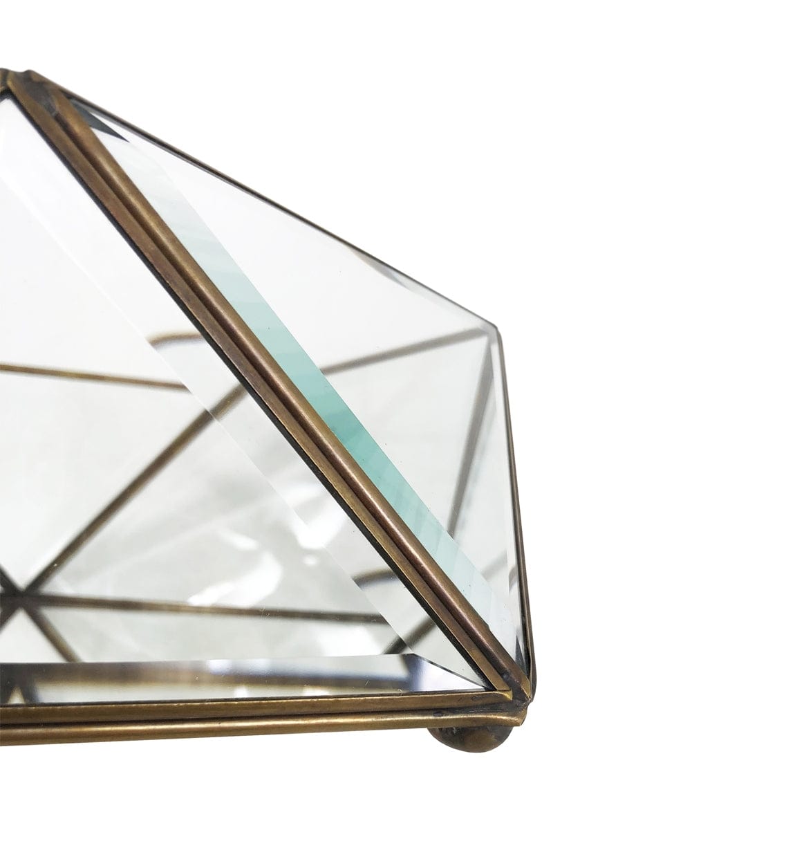 Cutie pentru depozitare din sticla si metal Box Pentagonal Transparent / Alama, L27xl26xH10 cm (3)